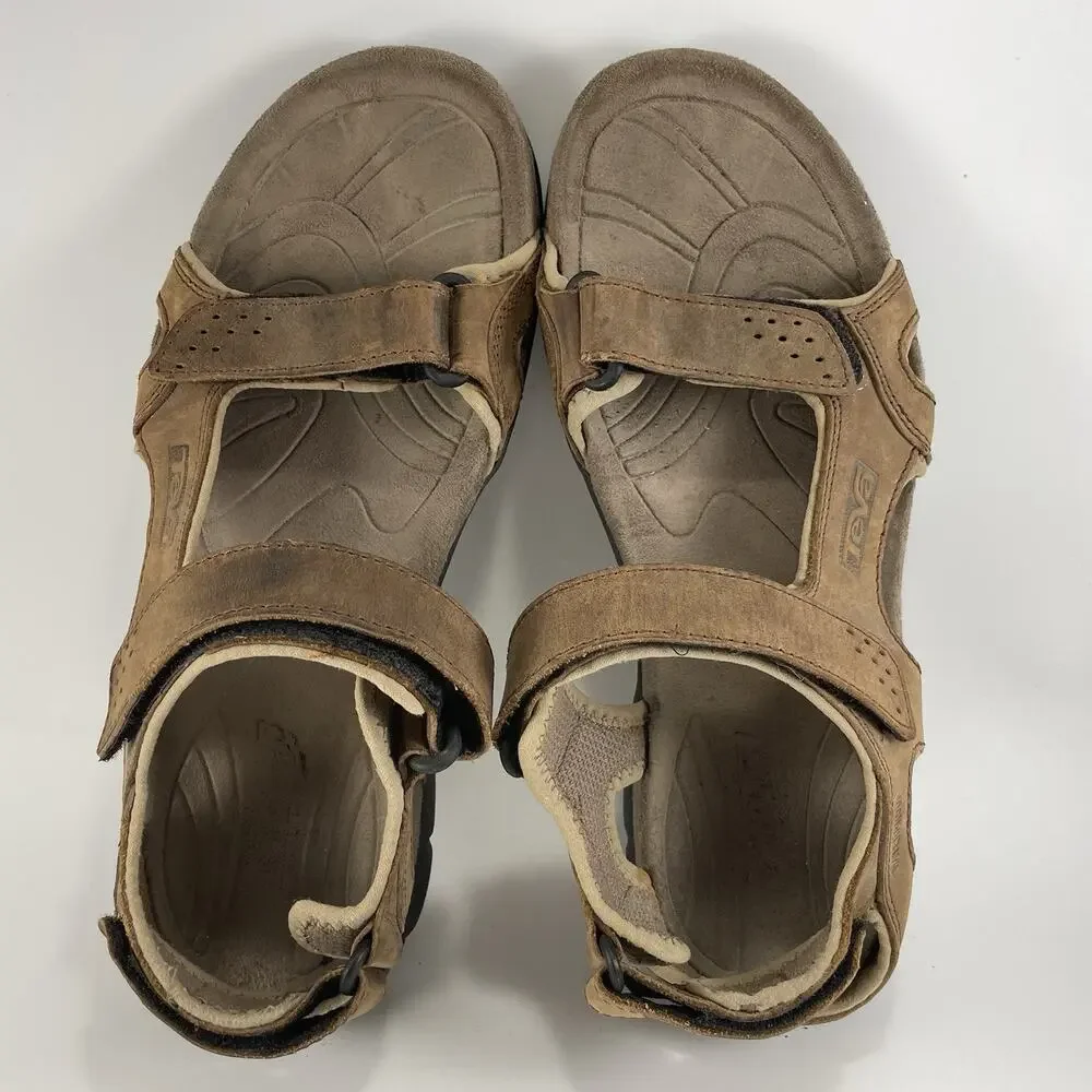 Teva Fossil Canyon Hiking Leather Active Sandals Brown Leather 6101 Mens Size 12